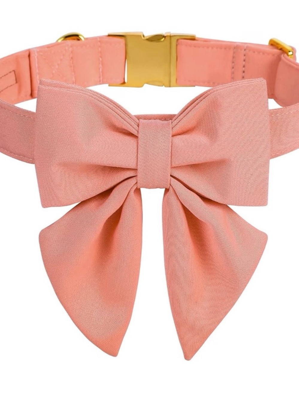 Blush pink dog collar with cute sailor bow tie size medium